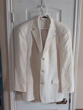 Vintage Hugo Boss Solbiati 100% Pure Linen Sport Coat Off-White USA